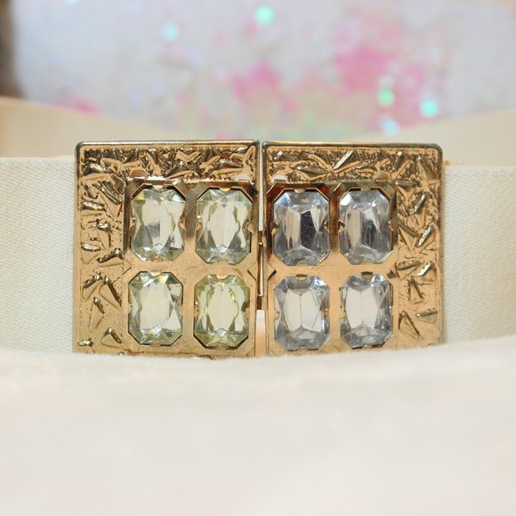 ?Vogue Couture Vintage 1980s Elastic Wide Chunky Bling Rhinestone Cinch Belt ? main image 7
